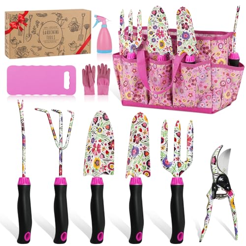 Housolution Gardening Tools Set, 10PCS Gardening Gifts for Women, Pink - color: Pink