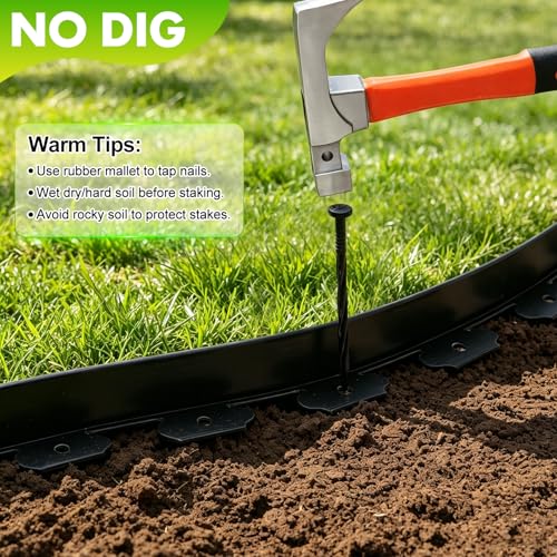 Landscape Edging, 2IN x 100FT Plastic Garden Edging Borders - size: 2IN x 100FT