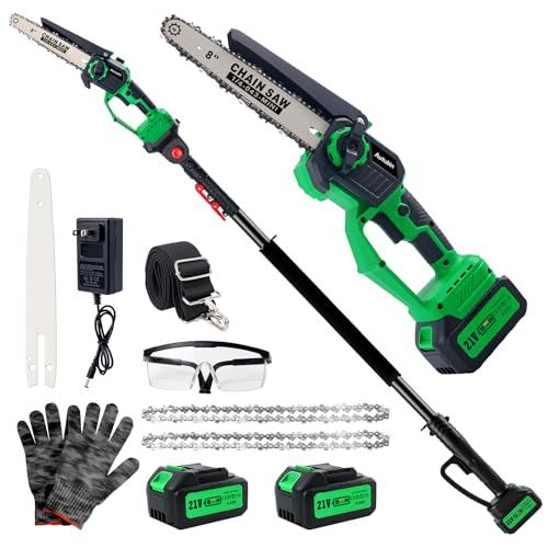2-in-1 Electric Pole Saw for Tree Trimming For Branch Cutting - color: Green, size: 8inch