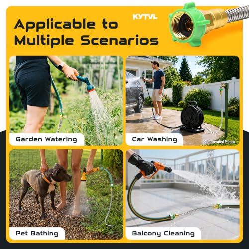 3FT Short Garden Hose Female to Female – Stainless Steel Leader Hose for Hose Reel, Kink-Free Flexible Metal Water Hose, Leakproof Durable Designy for Outdoor Garden, Pet Washing, Car - size: 3 feet