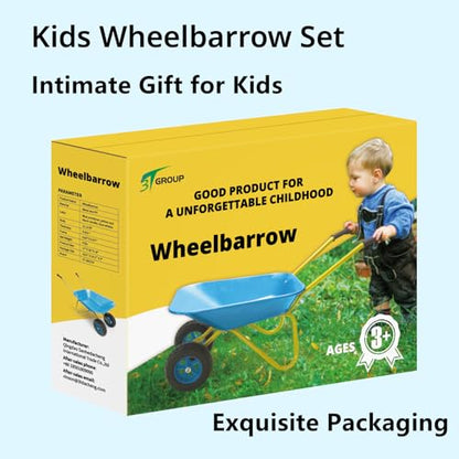 2 Wheel Toddler Wheelbarrow Toy for Kids Gardening Tool Wheel Barrow(blue) - color: Blue