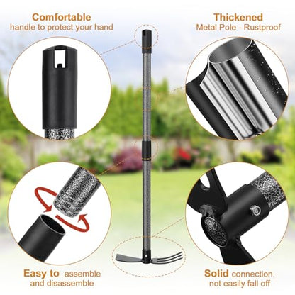 Weeding Tool, Hoe Cultivator 2 in 1 Garden Tools - 31" Heavy Duty Weeder Hand Tiller Weeding Rake for Flower Beds Yard Lawn Gardening Digging Planting - size: 31 inch