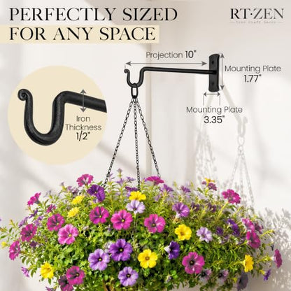 RTZEN Plant Hangers Outdoor or Indoor Heavy Duty Wall Bracket Hooks - size: 10 Inch, style: Shepherds Hooks