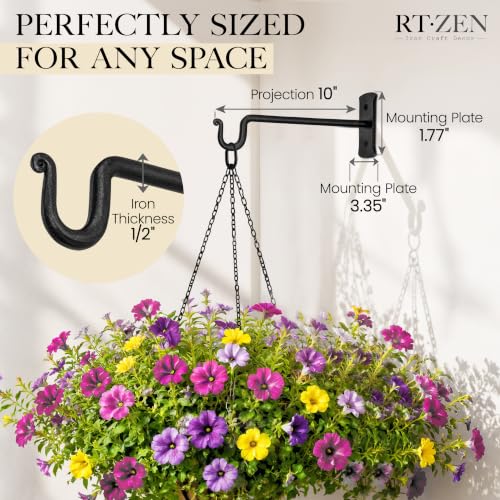 RTZEN Plant Hangers Outdoor or Indoor Heavy Duty Wall Bracket Hooks - size: 10 Inch, style: Shepherds Hooks
