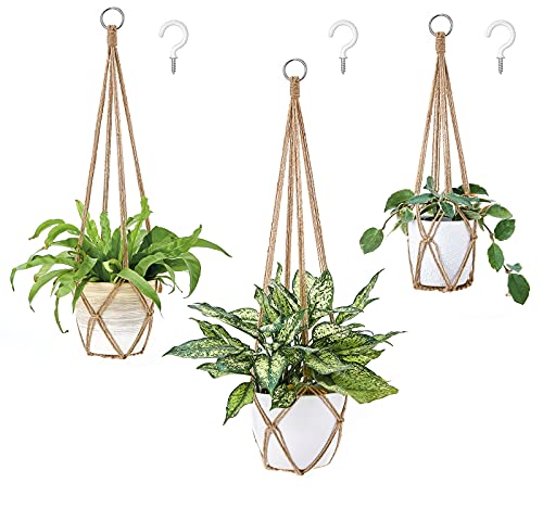 Dahey Macrame Plant Hanger Indoor Hanging Plant Holder Planter, Set of 3 - color: Brown