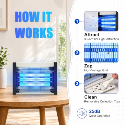 Indoor Bug Zapper, 20W Insect Killer & Mosquito Trap with UV Light