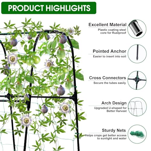 50"x48"Cucumber Trellis, Garden Arch Trellis for Climbing Plants Outdoor - color: Black