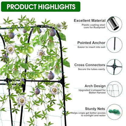 50"x48"Cucumber Trellis, Garden Arch Trellis for Climbing Plants Outdoor - color: Black