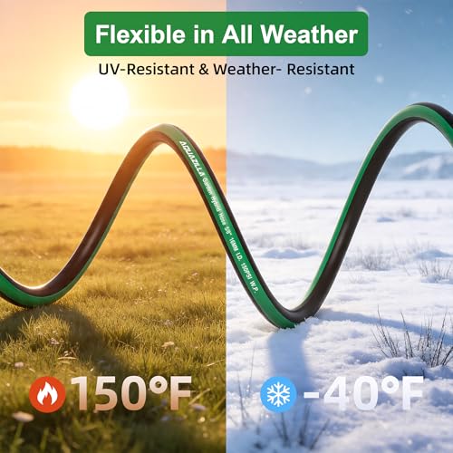 Garden Hose 125ft x 5/8" All-Weather Flexible Water Hose Lightweight, Durable, Kink-resistant, Heavy Duty Hybrid Polymer Hose, Male to Female Leak-Free Aluminum Connections, Burst 600 PSI. - size: 125ft x 5/8" Male to Female