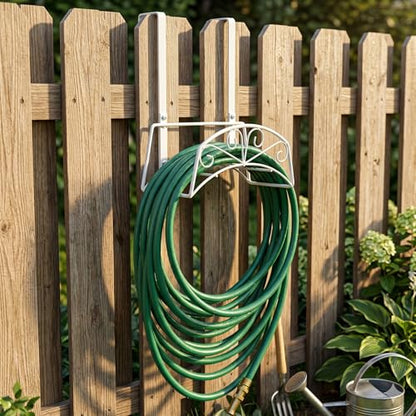 Garden Hose Holder for Outside Yard Hang Over The Door and Fence, Holds Up to 150Ft (2PCS White) - color: 2PCS White