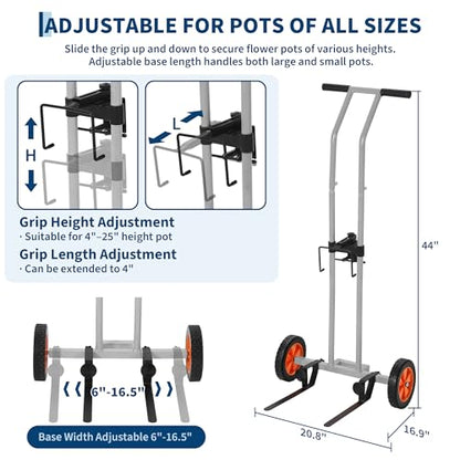 Garvee Plant Caddy with Wheels, 175 LBS Capacity - color: Gray