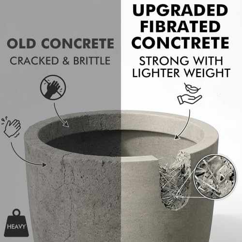 Kante Weathered Concrete Planter 11" Dia All-Weather Round Small Pot - color: Rustic Concrete, size: 11.0"Dia x 11.0"H