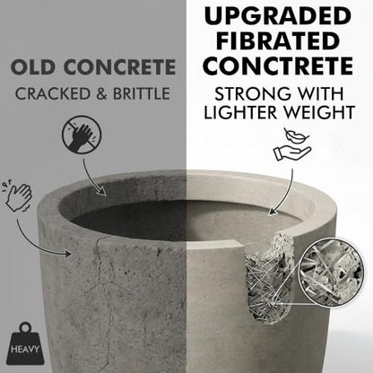 Kante Weathered Concrete Planter 11" Dia All-Weather Round Small Pot - color: Rustic Concrete, size: 11.0"Dia x 11.0"H