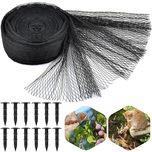 PACETAP Pond Netting Kit 7 x 10 Ft for Leaves, Heavy Duty Koi Pond Cover, Pool Protective Cover Netting with Stakes Protecting Koi Fish from Birds, Cats, Predators - size: 7x10