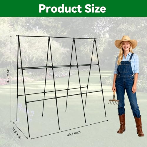 Cucumber Trellis 49.4"*49.4" Metal Garden Trellis for Climbing Plants,Black - color: black, size: 50"*32"*50"