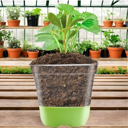 1Pcs Square Plastic Nursery Pots, Clear Plant Pot with Soft Silicone Base for Easy Transplant, Flower Pots with Drainage Holes, Reusable Seedling Pot (7.8x7.8x7.8cm) (7.8x7.8x7.8cm) - color: 1pcs