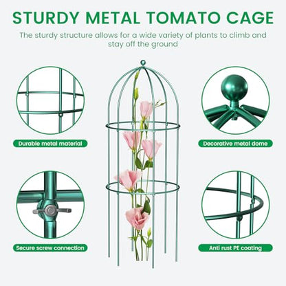 SUNYRISY 3 Pack Metal Plant Support Cage for Tomato Peony Cucumber - size: 31.5 x 15.7 in