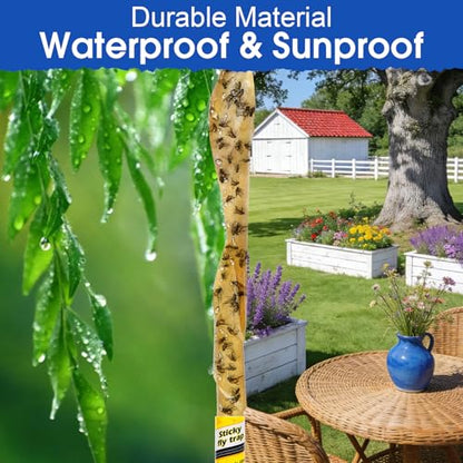 16 Pack Fly Strips Indoor Hanging Fly Trap Outdoor Sticky with Pins - size: 16 pack