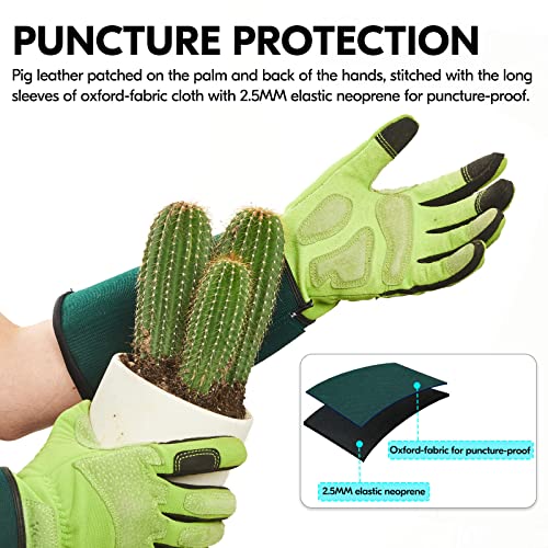 Vgo... Gardening Gloves Ladies,Safety Work Gloves,Long Sleeves Gauntlet,Puncture Proof,Touchscreen(Size M,Light green,SL7477) - color: 1 Pair - Spring Green, size: Women's Medium