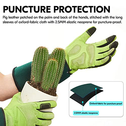 Vgo... Gardening Gloves Ladies,Safety Work Gloves,Long Sleeves Gauntlet,Puncture Proof,Touchscreen(Size M,Light green,SL7477) - color: 1 Pair - Spring Green, size: Women's Medium