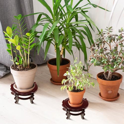 Geetery 2 Pcs 4–12 in Oriental Wooden Plant Stand Indoor Vase Stand, 4 in - size: 4 in