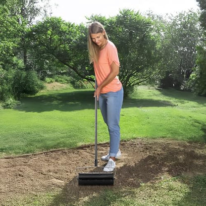 VEVOR Rolling Lawn Aerator, 18-inch Heavy-Duty Manual Rolling Aerator Lawn with Detachable Handle and 27 Iron Spikes, Rolling Lawn Aeration Tool for Garden Patio Yard Compacted Soils and Lawns, Black - size: 18-inch, style: Rolling