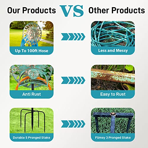 Garden Hose Holder Freestanding, Outdoor Water Hose Holder Heavy Duty, Hose Reel Stand, Outside Metal Hose Rack Hanger Storage