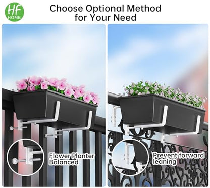 HFHOME Set of 2 Adjustable Window Planter Box Brackets, White Brackets for Window Boxes Planters, Planter Shelving with Adjustable Size The Width of The Bottom of The Planter Box (Patent Registered) - size: Set of 2 - White