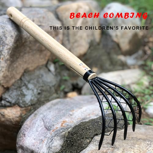 Garden Rake with 5-Claw for Loosening Soil in Flower Bed (Orange) - color: Orange