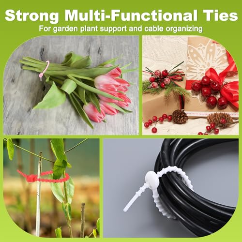 M METERXITY 24-Pack Adjustable Plant Ties, 4.7/5.9/6.7/8.2 Inch Silicone Flexible Multi-Function Garden Twist Tie for Crafts/Gift Wrapping/Gardening Plants, Reusable Support Twine [Gray] - color: Gray
