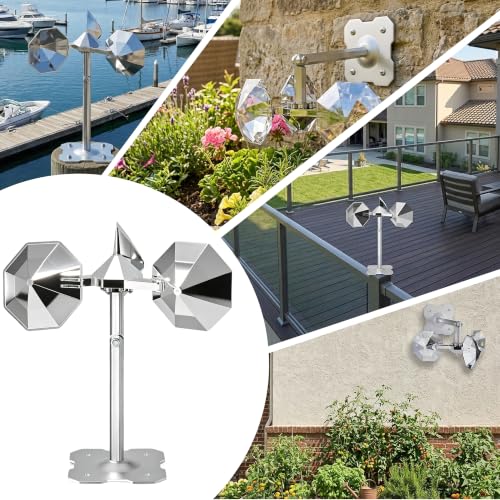 Bird Scare Reflective Device,Silver, Wind Powered Spinning,Bird Scare for Outside, Keep Pigeon Woodpeckers and Seagull Away for Garden Patio Yard,1PCS