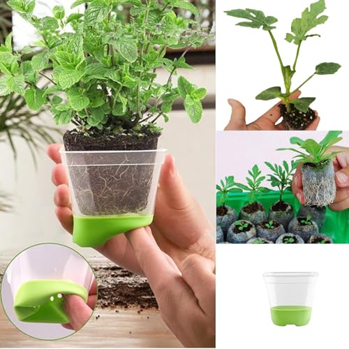 3Pcs Square Plastic Nursery Pots, Clear Plant Pot with Soft Silicone Base for Easy Transplant, Flower Pots with Drainage Holes, Reusable Seedling Pot (7.8x7.8x7.8cm) (7.8x7.8x7.8cm) - color: 3pcs
