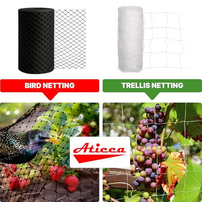 ATICCA 13 x 40 FT Heavy Duty Bird Netting for Garden, 10 Stakes, Black - size: 13x40 Ft Bird Netting