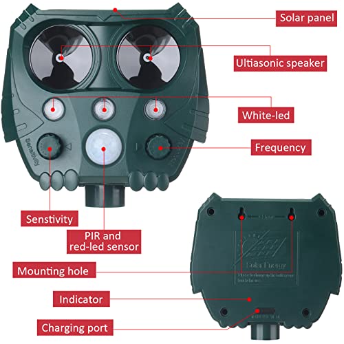 4 Pack 2026 Solar Ultrasonic Animal Repellent for Cat Deer Squirrel