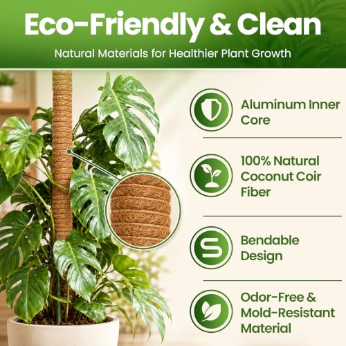 2 Pack 63'' Moss Pole Monstera Plant Support for Climbing Indoor Plants - size: 2-Pack (63 in)