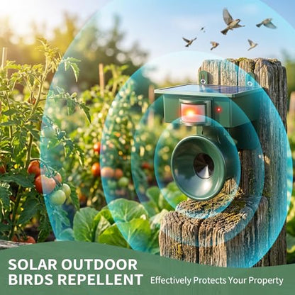 2026 Solar Ultrasonic Bird Repeller Outdoor,Woodpecker Deterrent for House,Weatherproof Pigeon Goose Bird Deterrents for Outside Sparrow Birds Repellent Scare Devices for Balcony Porch Patio Yard Farm