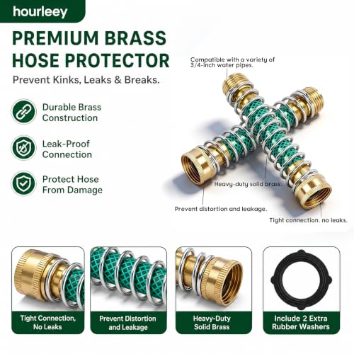 Hourleey Garden Hose Protector, Hose Extension Adapter with Coil Spring, 2 Pack - size: 2 Pack