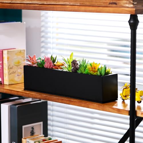 FillTouch 16.1 x 3.2 x 3.5 Inch,1 Pcs Long Rectangular Planter Box,Black - color: Black, size: 16.1 x 3.2 x 3.5 Inch