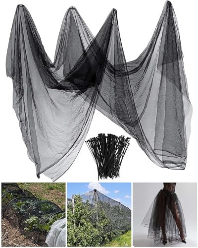 Zonon Mosquito Netting Garden Insect Mesh Netting Garden Patio Mesh Screen Net Fly Insect Bug Bird Net Barrier for Patio Balcony Porch Gazebo Vegetables Fruits Plant Protection(9.84 x 65.62 ft,Black) - color: Black, size: 9.84 x 65.62 ft