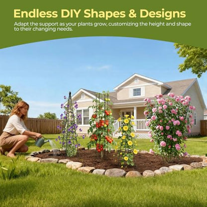 2 Pack Garden Trellis for Climbing Plants Outdoor,68" Tall Cucumber Trellis Garden Obelisk Trellis Rustproof Plants Support with Adjustable Heights for Indoor Potted Plants, Vines, Vegetables - style: Flame-shaped(2Pack)