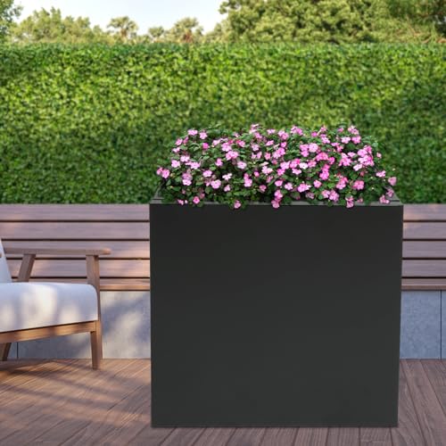 DYNAMI 32x32x32in Black Large Square Planter Box for Outdoor Plants - color: Black, size: 32in