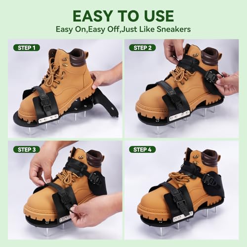HFH Lawn Aerator Shoes with 1-3/4" (1.75") Spikes, Wrench & Ratchet Buckles