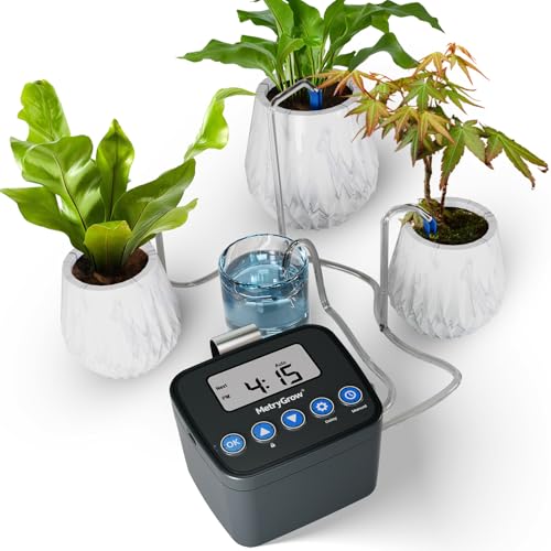 Automatic Watering System for Potted Plants, Drip Irrigation Kit System, Plant Self Watering Devices for Office Patio Greenhouse GrowTent, with Programmable Water Timer（Black