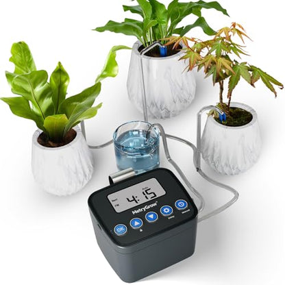 Automatic Watering System for Potted Plants, Drip Irrigation Kit System, Plant Self Watering Devices for Office Patio Greenhouse GrowTent, with Programmable Water Timer（Black