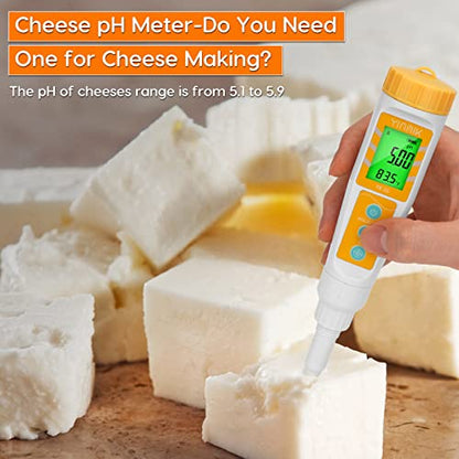 YINMIK Digital pH Meter with Extra Replaceable pH Probe Food pH Checker - color: White