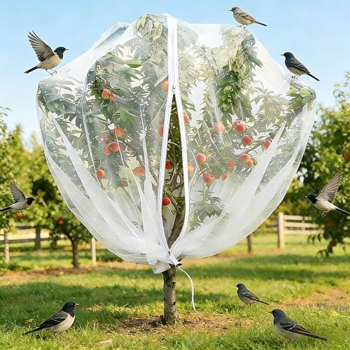 13x13Ft Large Fruit Tree Netting Cover Zipper Drawstring Garden Pest Mesh - size: 13x13FT