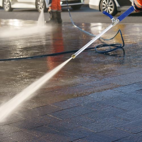 QWORK High Pressure Power Washer Wand, Water Hose Nozzle with 2 Spray Tips, Adjustable Watering Sprayer Cleaning Tool