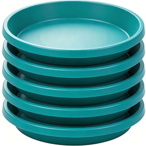 NIMYAU 5 Pack Plant Saucer 6 Inch,8 10 12 14 16 18 20 Inch, Heavy Sturdy Plant Trays for Pots, Plant Water Catcher Tray for Plants, Plastic Plant Saucers for Indoors no Holes - color: Forest Blue, size: 6" (5 Pack)