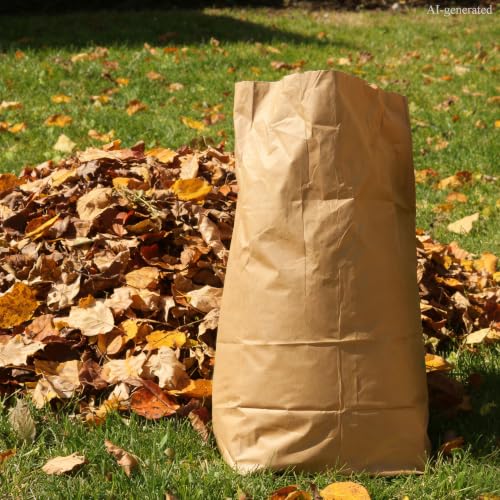 30 Gallon Self Standing Yard Waste Bags, Heavy Duty 2-Ply Paper Leaf Bags for Leaves, Grass & Twigs (5)