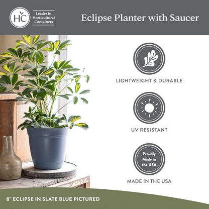 The HC Companies Eclipse Round Planter Pot, 16 Inch, Slate Blue, 2-Pack - color: Slate Blue, size: 16" (Pack of 2)